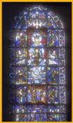 Blue Virgin Stained Glass Window