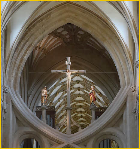 Crucifix Seen Through Scissor Arches